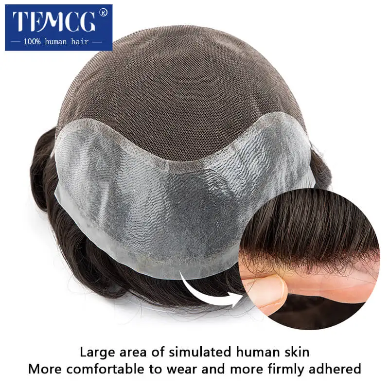 Мужской протез волос индивидуальный парик для мужчин из 100% человеческих