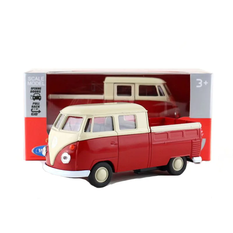 

Welly Model Car VW T1 Pickup Bus Van Pull Back Car Diecast 1/36 Scale Alloy Play Vehicle Gifts for Boys Children's Toy
