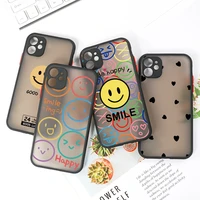 smiley face phone case for iphone 13 11 12 pro max xr x xs max 12 mini 7 8 6s plus se 2020 camera lens protection hard pc cover