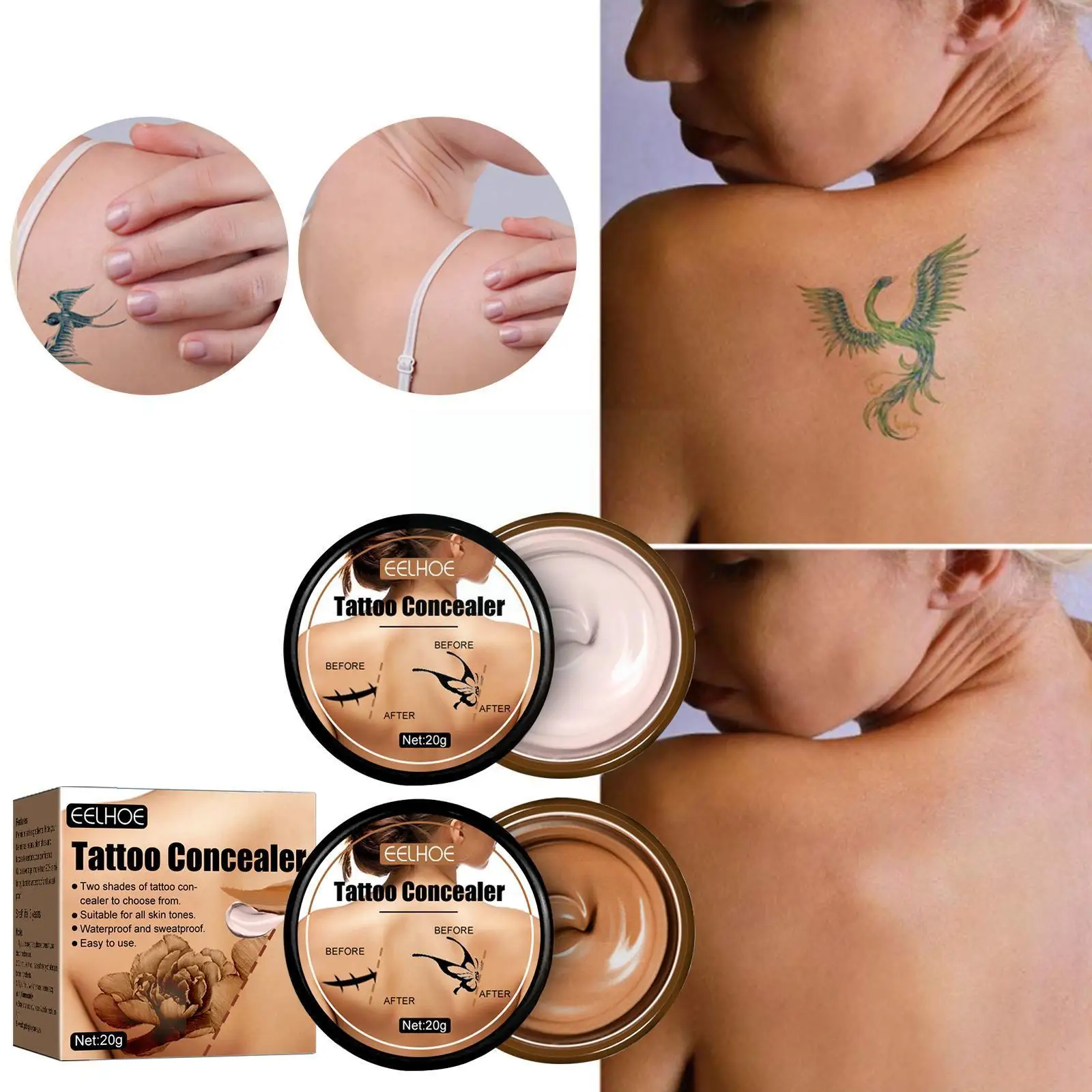 

20ml Tattoo Concealer Waterproof Tattoo Concealer Sweat Proof Skin Foundation Cover Freckles Scar Cover Concealer For Tatto E7Q7