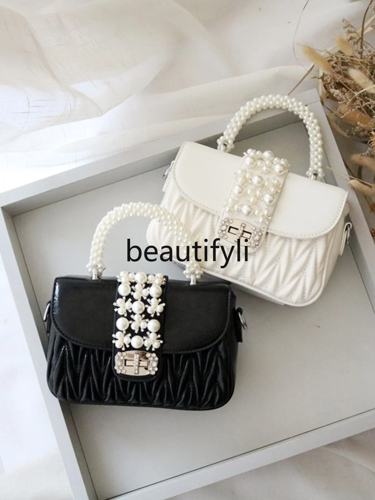 Складная жемчужная сумка с поворотным узором модная женская через плечо