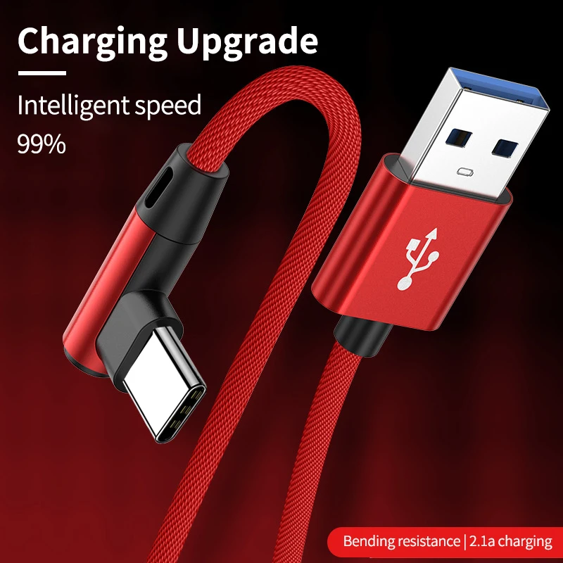 Зарядный кабель USB Type-C 5 А 90 градусов 1/2/3 м |