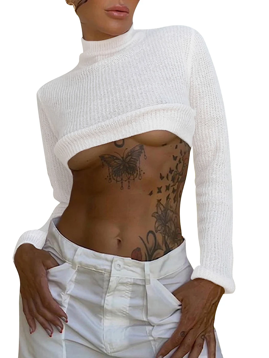 

Txlixc Sweaters for Women Fall Winter Clothes 2022 2023 Knit Lightweight Sexy See Through Long Sleeve Cropped Pullover