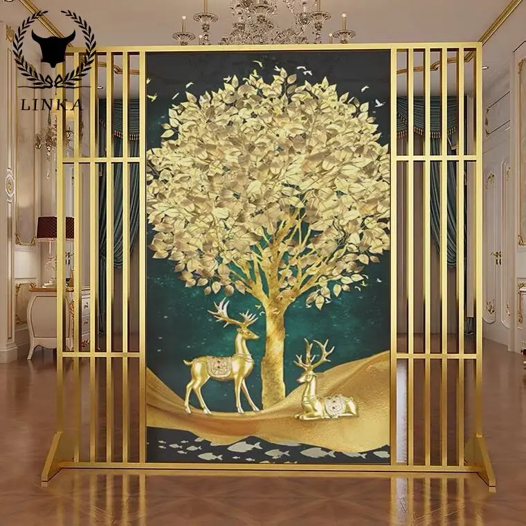 

Light Luxury Stainless Steel Screen Customization, Art Screen Partition, Living Room Entrance Hall Decoration SUS 304