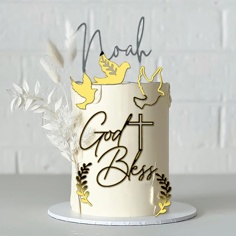 

Baptist Cake Topper Boys and Girls Eucharist Golden Cake Topper for Birthday Party Acrylic Cake Decoration