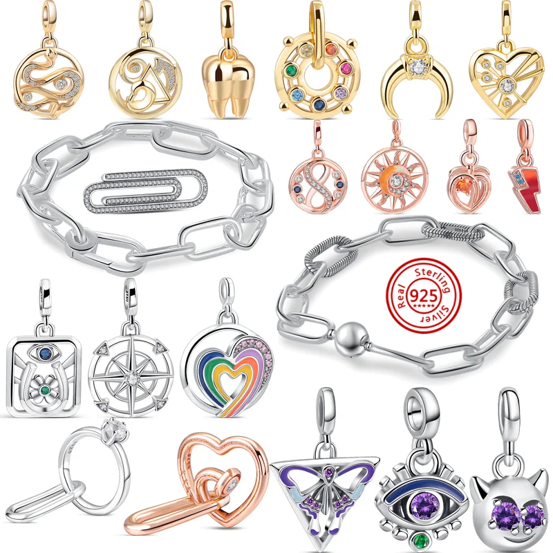 Новый стерлингового серебра 925 пробы ME Styling Heart Eye Clover мини-подвески с двойными