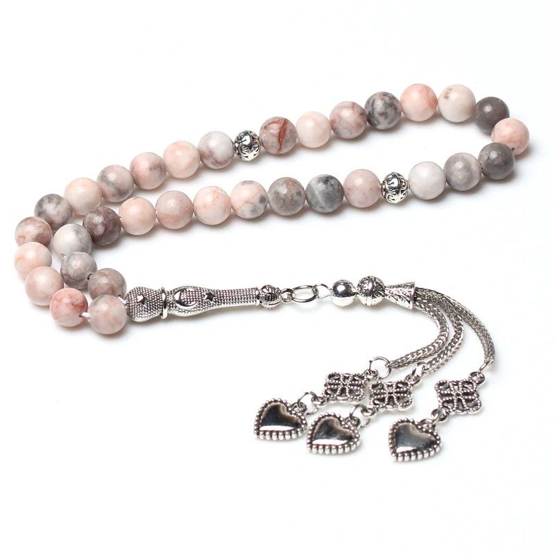 

8MM round natural pink agate stone beaded muslim tasbih prayer beads
