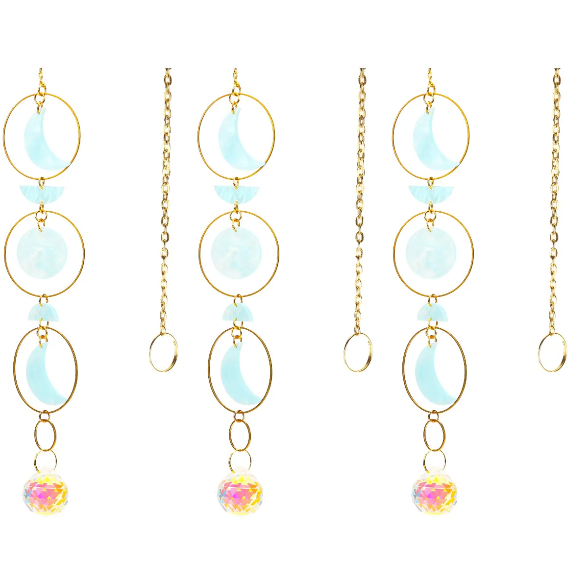 

Set 3 Color Crystal Pendant Moon Decor Bag Chain Charms Backpack Lamp Prisms Parts Acrylic Chandelier Suncatchers Prisms Man