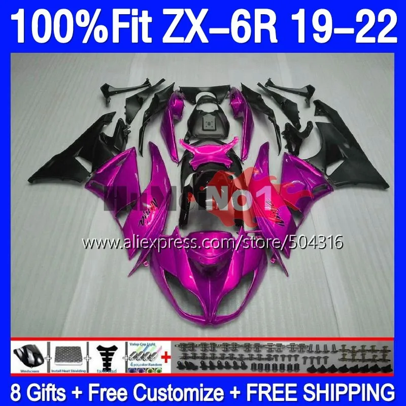 

Инъекция для KAWASAKI NINJA ZX-6R ZX 6R 636 ZX636 177MC.90 ZX6R 19 20 21 600CC 2019 2020 2021 2022 глянцевый розовый обтекатель