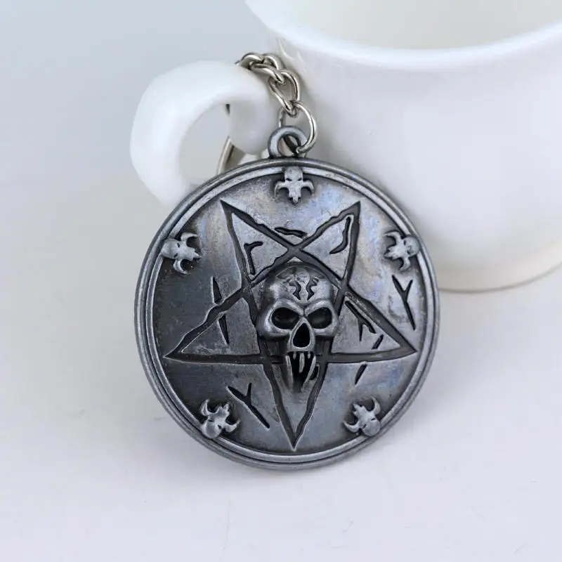 Модный Круглый Брелок для ключей с логотипом героев игры Newerth HON череп и пентаграмма посеребренный брелок аксессуары для фанатов