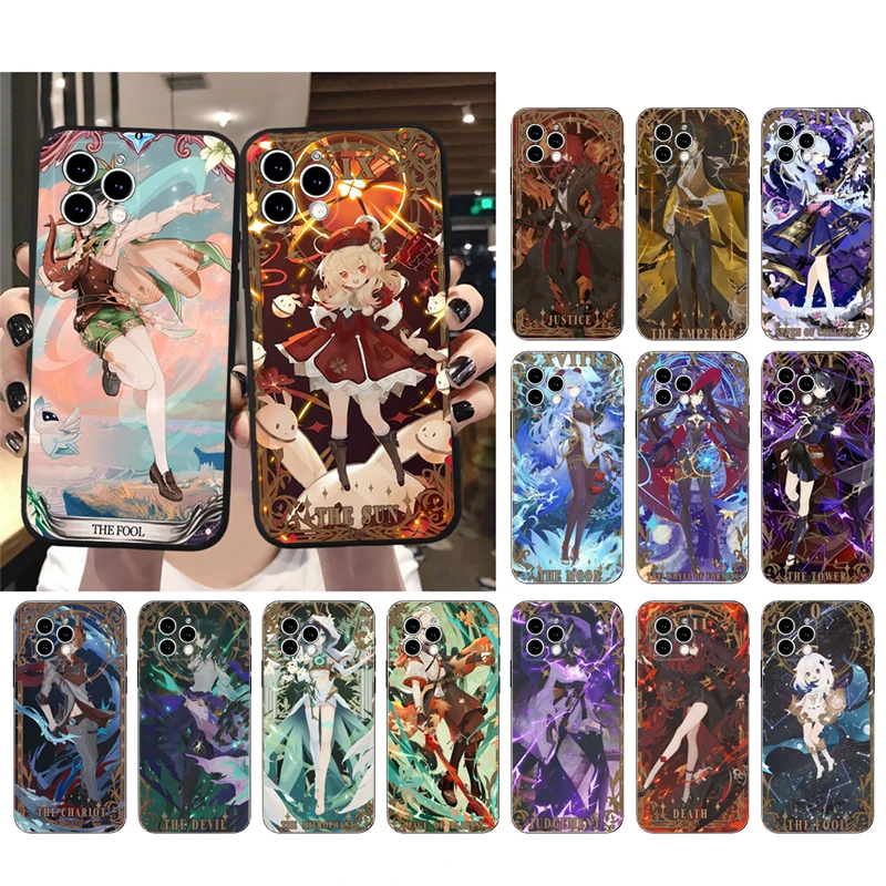 

Genshin Impact Tarot Card Phone Case For iphone 14 13 12 11 Pro Max XS XR X 12mini 14 Plus 7 8 SE Mobile Phone Case Funda