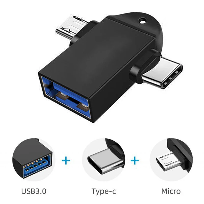 

2 in 1 OTG Android Adapter USB 3.0 Female To Micro USB Male and USB TYPE C Male Connector Data Transmission Charging Converter