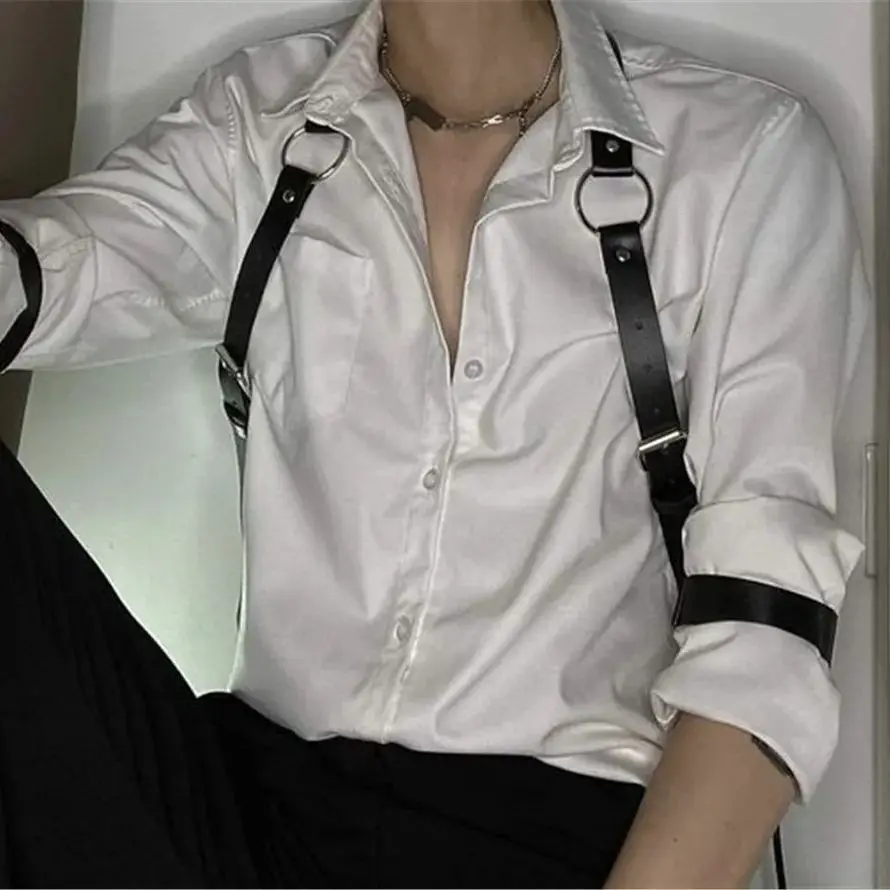 Мужской ремень UYEE Cool Rock из искусственной кожи нагрудный с металлическим кольцом