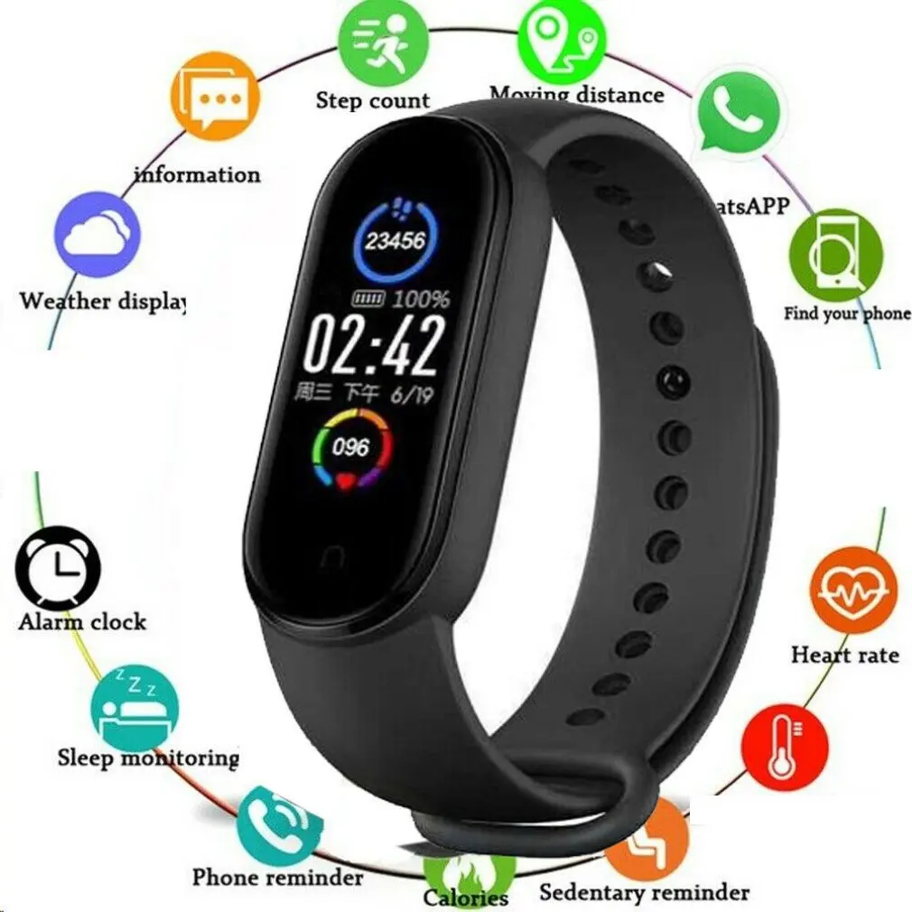 

M5 Smart Watches Sport Fitness Tracker Pedometer Heart Rate Measurement Monitor Bracelet For Men Women Watches