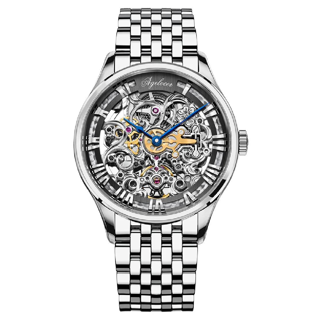 

AGELOCER Men Mechanical Wristwatches Sapphire Stainless Steel Mens Mechanical Watch Automatic Top Brand Luxury Skeleton Watches