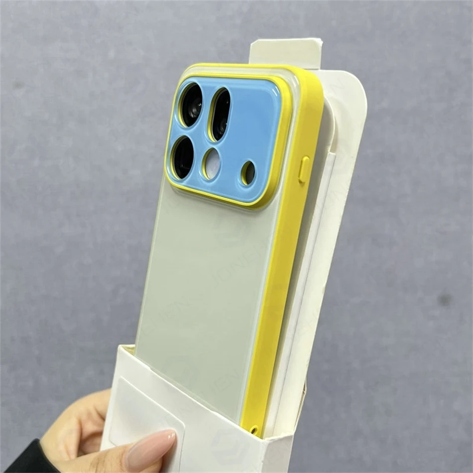 Фото Чехол Dopamine Color Blocking с желто-зелеными линзами и окном из акрила для Oppo X8 Ultra, X9 Reno 16, X9s Pro, X8s + 5G, ударопрочный жесткий чехол. №4