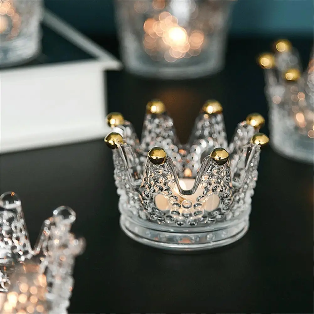 

Three-dimensional Storage Tray Decorative Glass Crown Shape Makeup Sponge Holder for Desktop