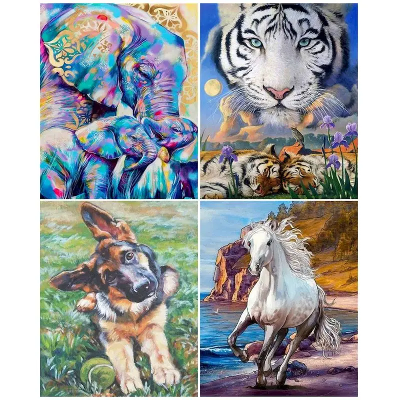 

GATYZTORY 5D DIY Dog Diamond Mosaic Full Square Diamond Embroidery Animal Cross Stitch Rhinestones Art Decor Home Hobby Gift