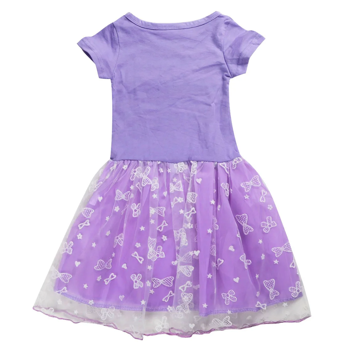 Детское Радужное Сетчатое платье с коротким рукавом милая повседневная одежда