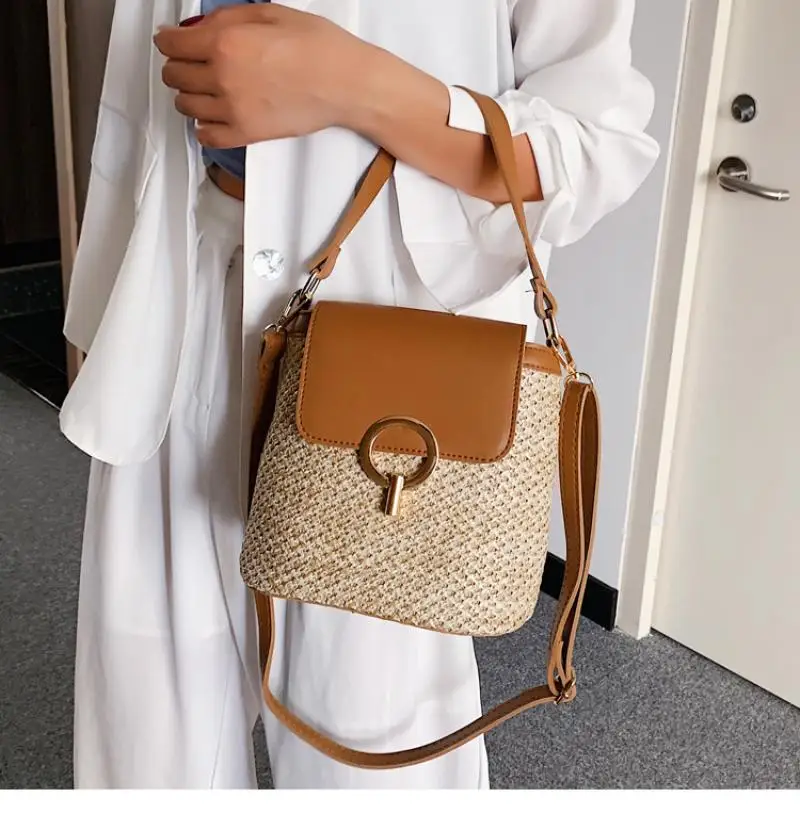 Bohemia Straw Weav Shoulder Crossbody Bag for Women Flap Handbags Fashion Messenger Bag Ladies Summer Beach Bags Purses 2023
