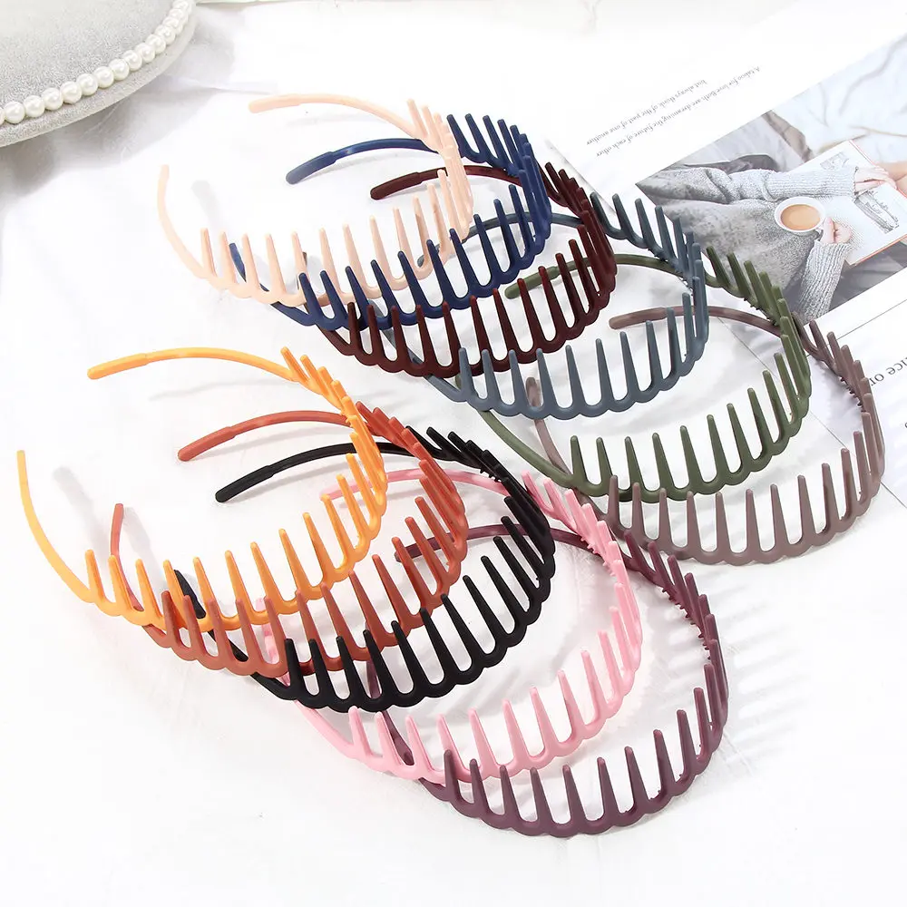 

1PC Fashion Simple Headdress Solid Color Resin Hair Comb Hairbands Hair Hoop Bezel with Teeth Hair Accessories for Women 2022