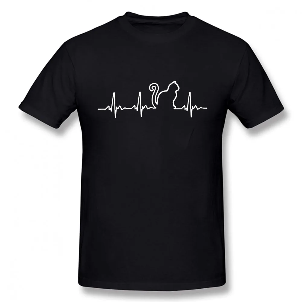 

New Summer Style Cotton Cat Heartbeat Short Sleeve Oversized Funny T Shirt Graphic Harajuku Hip Hop T-shirt Streetwear