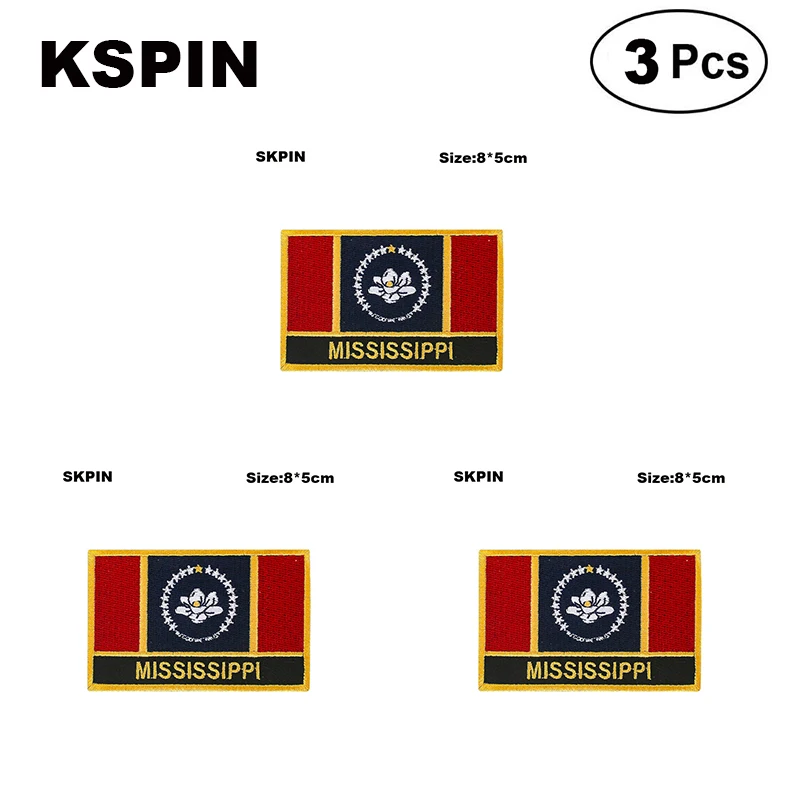 

Mississippi Flag Embroidery Patches Iron on Saw on Transfer patches Sewing Applications for Clothes in Home&Garden