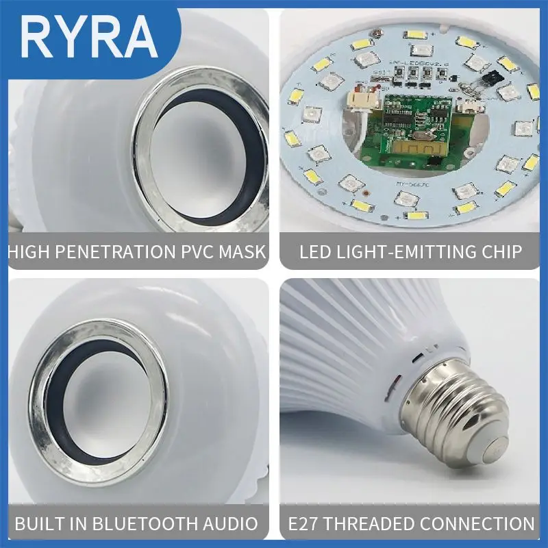 

Лампа для музыки, лампа для сцены с дистанционным управлением, умная лампа для сцены, белая лампочка для телефона, E27, Rgb, умная лампочка для музыки, 12 Вт