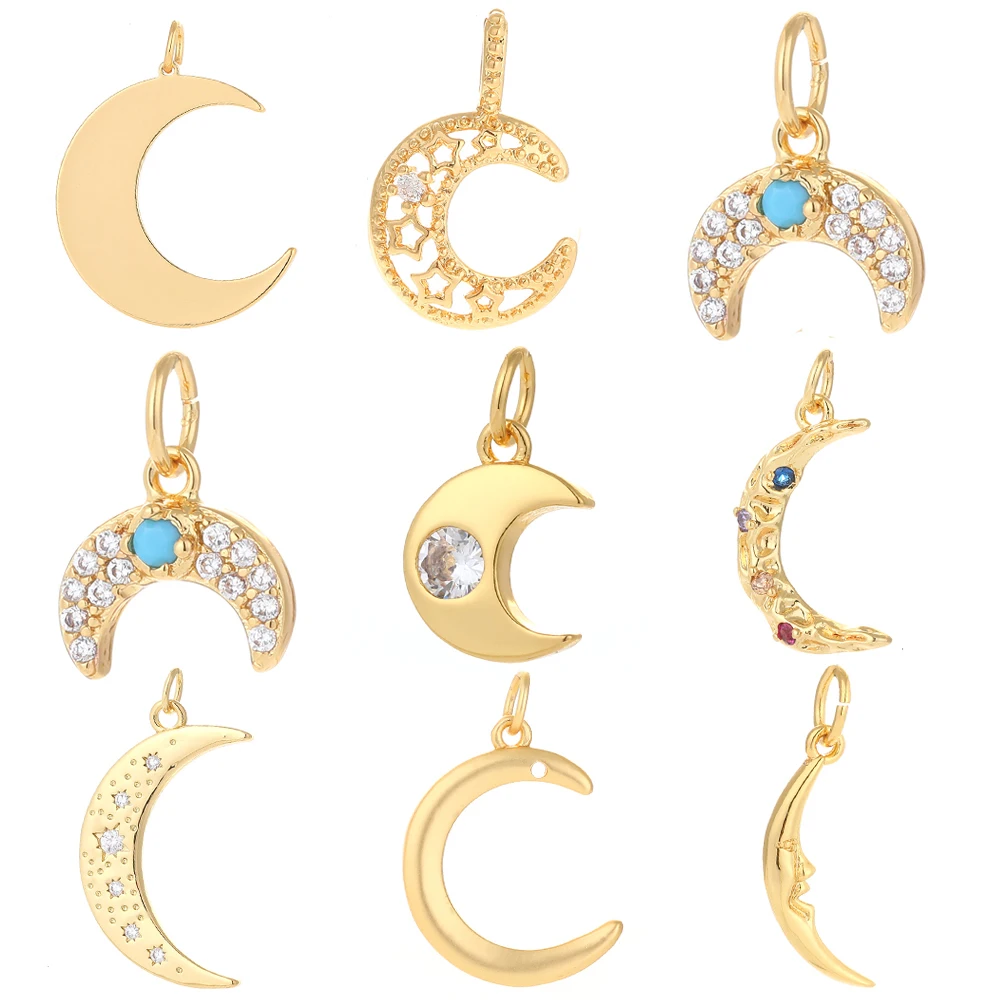 

Moon Jewelry Charms for Jewelry Making Gold Cute Charm Designer Penant Charms for Diy Earrings Necklace Bracelet Make Copper