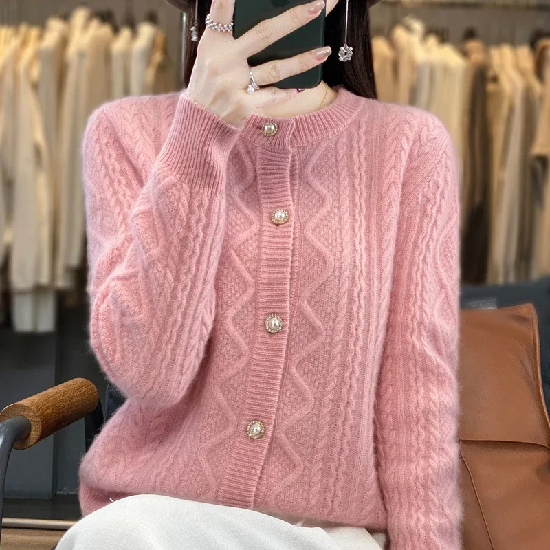 Осень/зима женский кашемировый кардиган свободного пота укороченный свитер