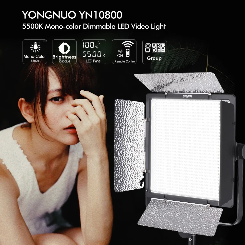 

YONGNUO YN10800 LED Video Lighting 3200-5600k Dimmable Photo Studio Fill Light With U-shaped Bracket 360 Degrees For Photography