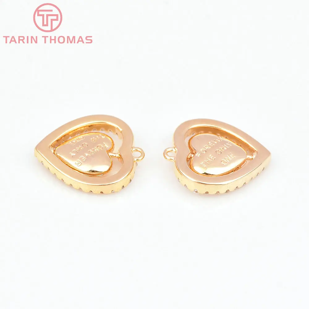 Латунная фурнитура с цирконом цвет золото 24 К 11 х12 мм 2 шт.