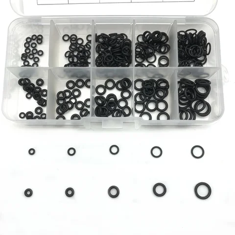 250 шт./коробка, черные резиновые уплотнительные кольца в ассортименте, набор уплотнительных колец 10 размеров с пластиковой коробкой, резиновые заглушки, силиконовые кольца