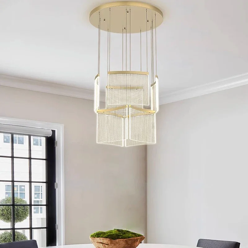 

Room Decor Nordic home dining Chandelier Led Art Pendant Lamp Light indoor stair hanging for living lustre de salon glass Simple