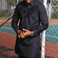 plus size men african style slim islam kaftan mens shirt long sleeves block mid length ethnic muslim man kurta europea robe