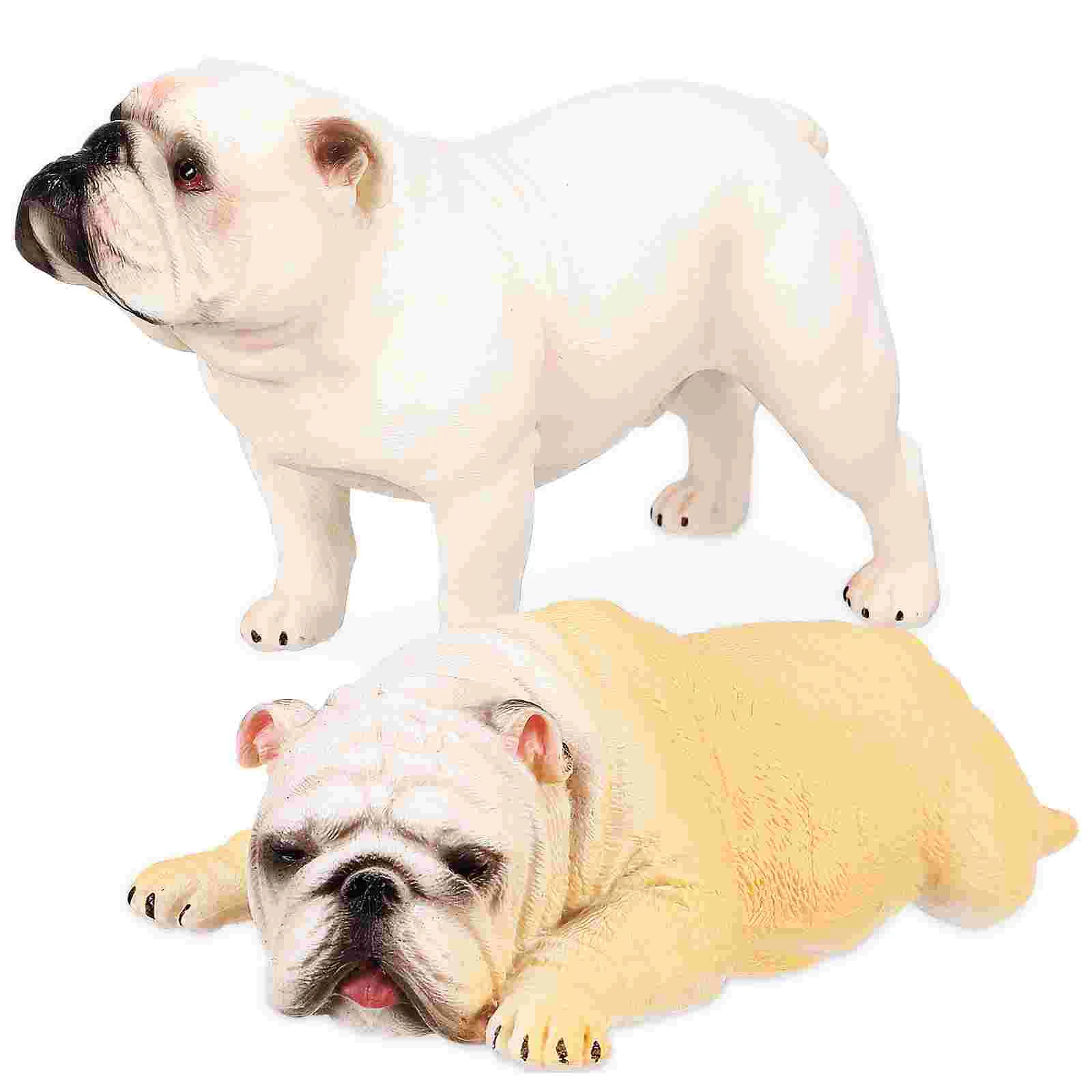 

2 Pcs Decorate Dog Animal Figurine Bulldog Figure Model Simulation Toys Ornament Plastic Child