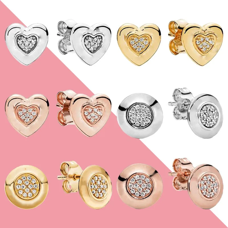 

Hot Sale 925 Sterling Silver Shining Love Classic Round Women's Earrings Suitable For Wedding Gifts High Quality Fashion Jewelry