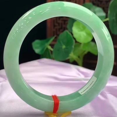 

Natural Burmese Light Green Jadeite 54mm-64mm Bracelet Elegant Princess Jewelry Best Gift for Mom and Girlfriend