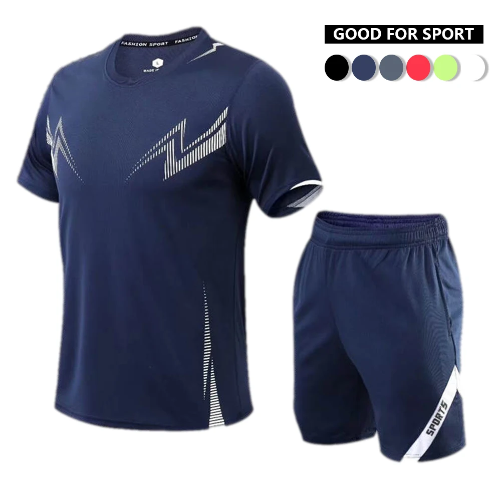 

2Pcs /Set Men's Tracksuit Male Running Gym Fitness Pant Shirt Set Jogging Compression Clothes Basketball Workout Sportwear Set