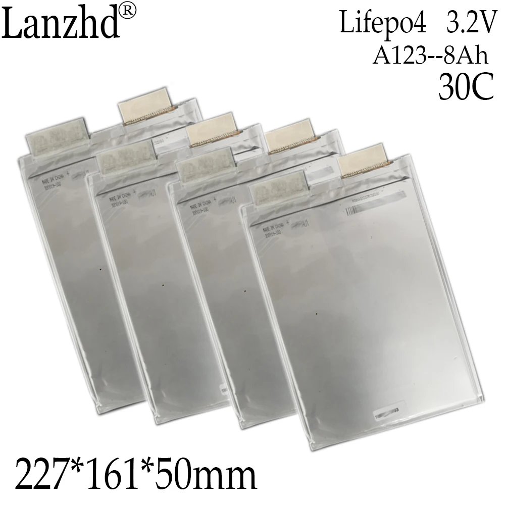 

1-10pcs Lifepo4 3.2V 30C High Drain A123 Lipo Battery 8Ah Pouch Cell AMP20M1HD-A For Racing Car Electric Motorcycle 227*161*50mm