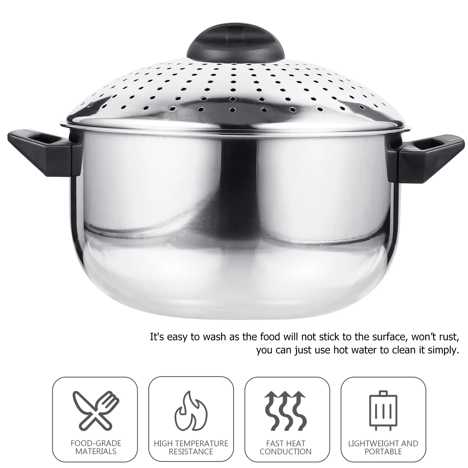 

1 Pc Portable Durable Lightweight Practical Stainless Steel Pot for Home Dorm Restaurant