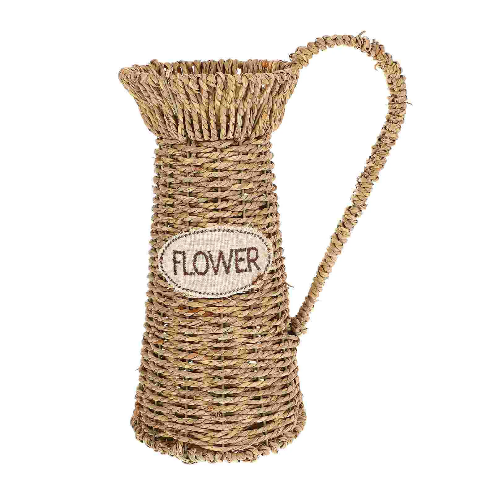 

Flower Vase Basket Vases Woven Rattan Rustic Pot Wicker Holder Seagrass Decor Planter Farmhouse Wood Home Flowers Dried