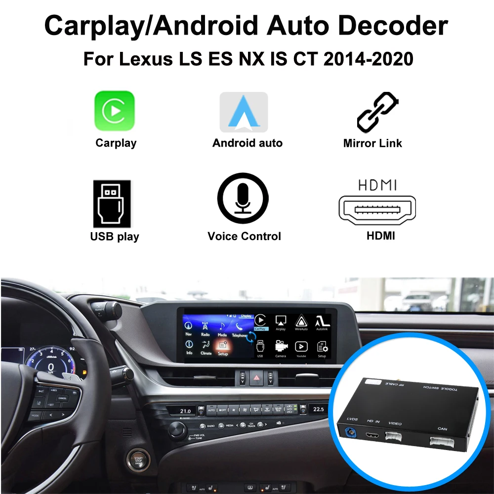 SINOSMART беспроводной CarPlay Android автоматический модуль для Lexus NX/IS/CT/ LS/ES 2014-2020