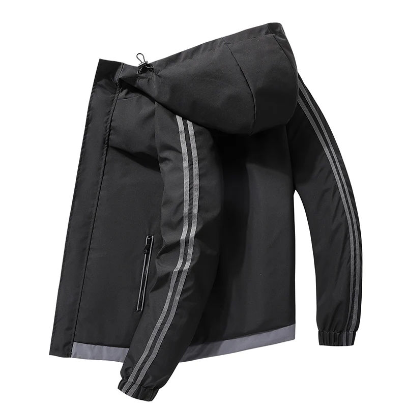 Ветровка мужская в Корейском стиле модная повседневная куртка полоску на молнии
