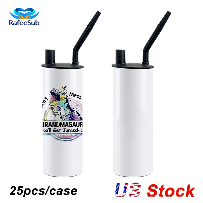 

USA Warehouse Stocked 20 oz 20oz Skinny Straight White Vacuum Insulated Double Wall Stainless Steel Sublimation Blank Tumbler