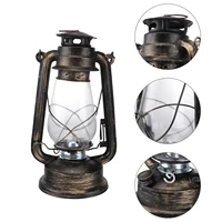 retro iron kerosene lamp portable hanging lantern outdoor camping light bronze