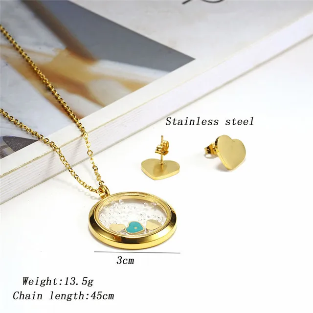 

For Love Necklace Love Necklace Pendant Sets Of Earrings Stainless Steel Jewelry Woman Fashion jewellery Sets Summer