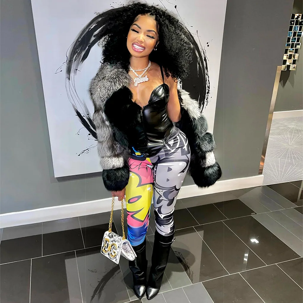 Fashion Winter High Quality Patchwork Faux Fox Fur Coat Women Elegant Zip Long Sleeve Warm Mink Short Jackets Furry Coat Outwear