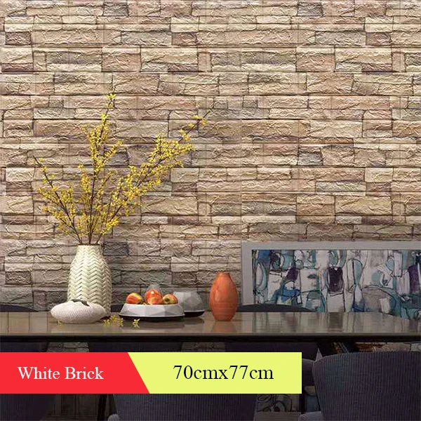 

10pcs 3D Wallpaper Wall Paper PE Foam and Tasteless Self-adhesive DIY Panel Wood Grain Wall Stickers Bedroom Living Room