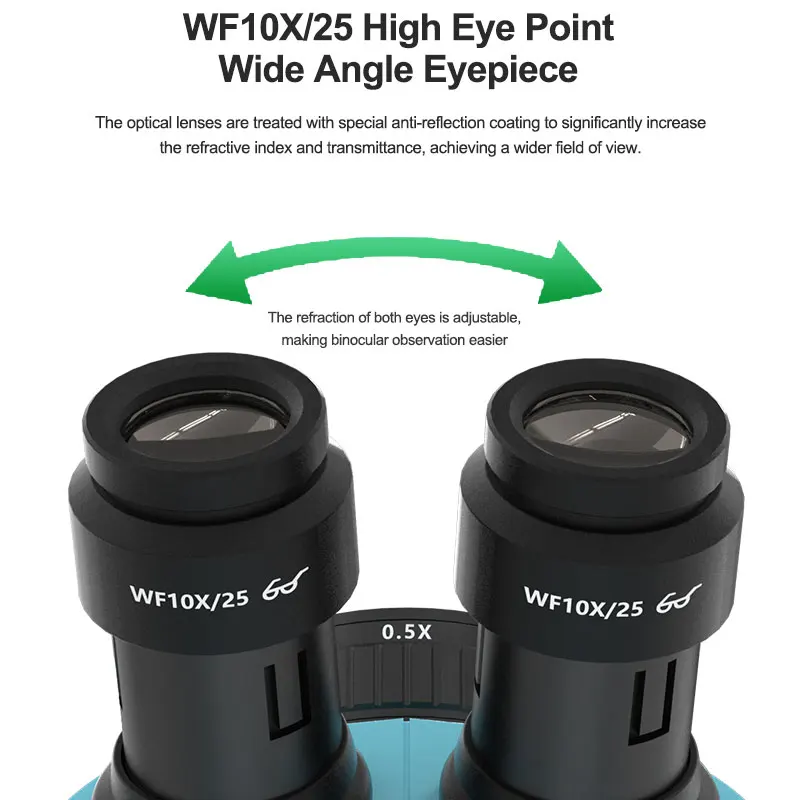 Тринокулярный HD-стереомикроскоп с непрерывным увеличением 6 5x-65X